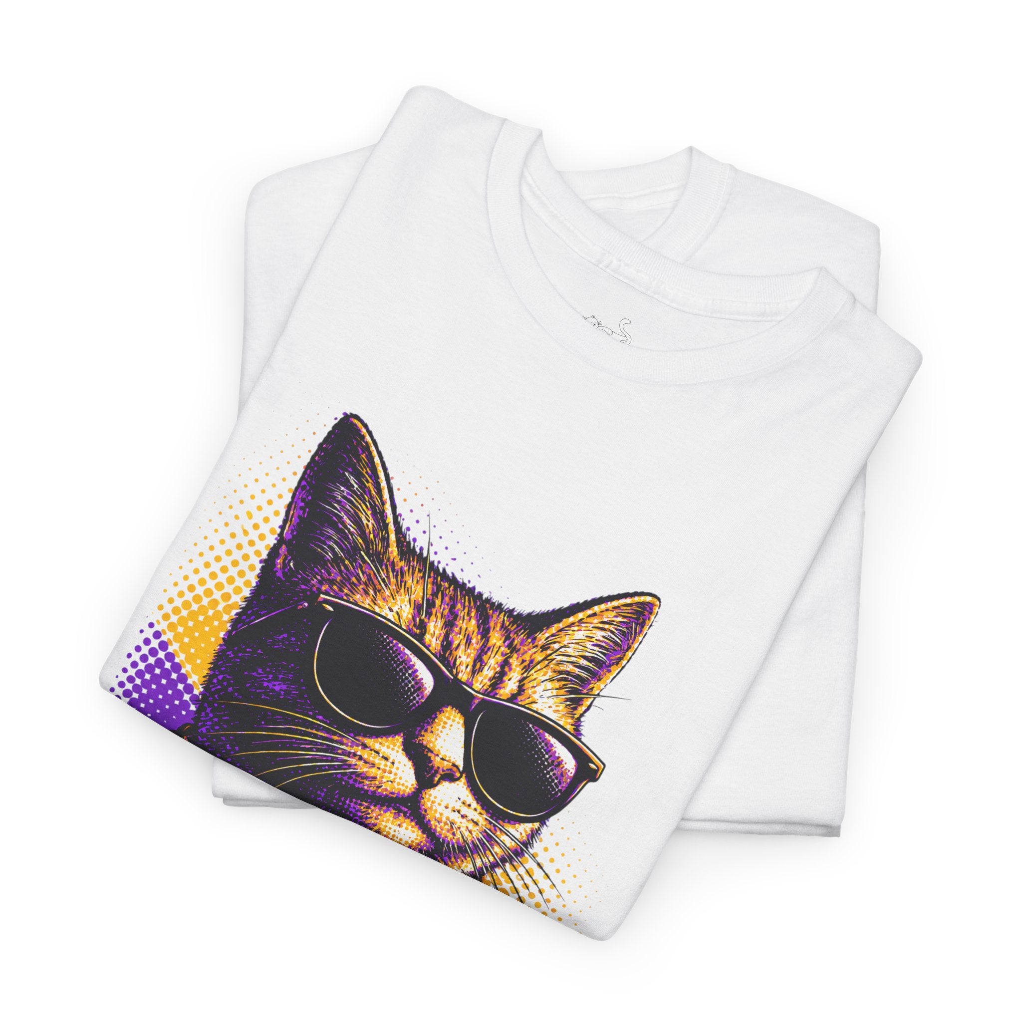 Halftone Pet Cat T-Shirt — Retro Cat Graphic Tee