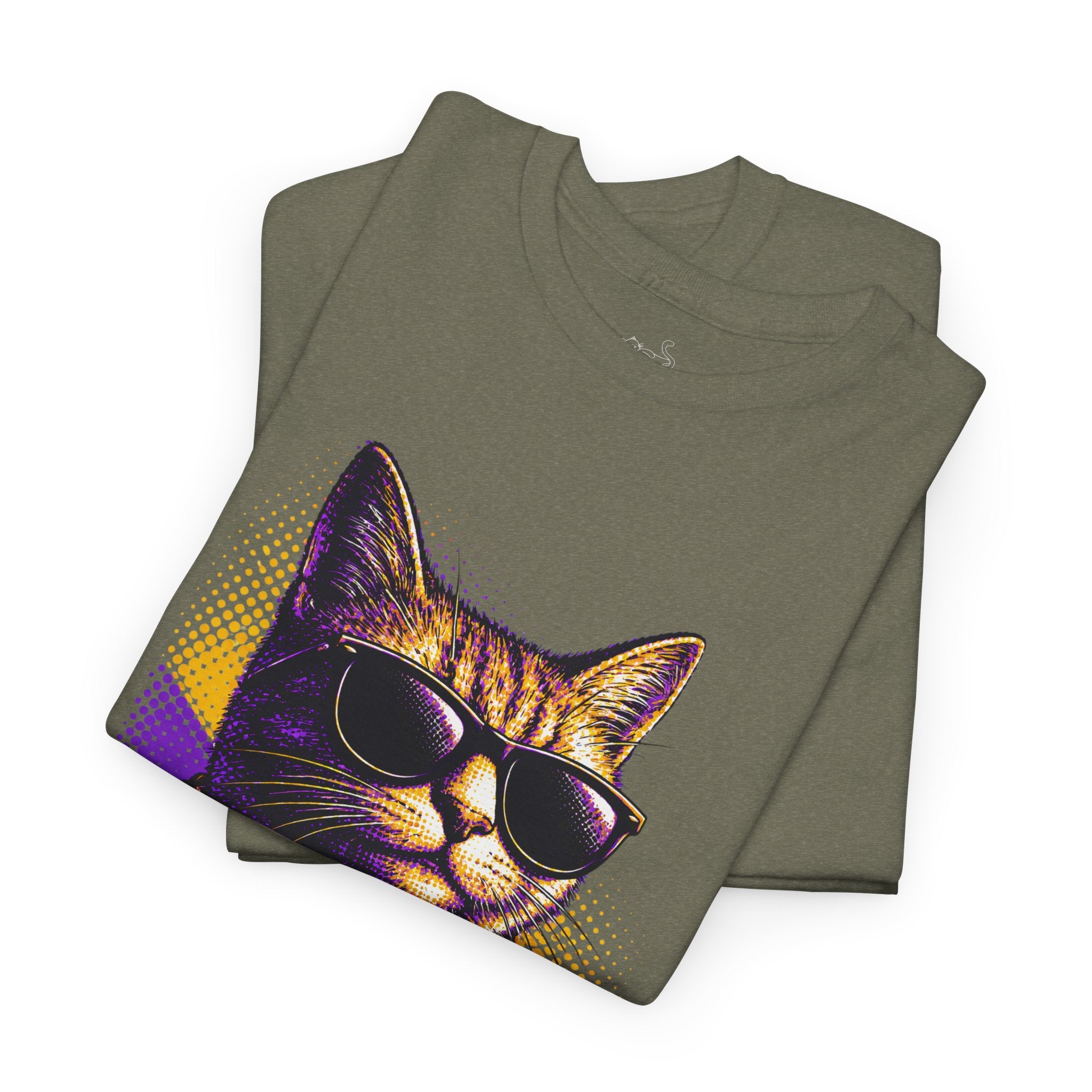 Halftone Pet Cat T-Shirt — Retro Cat Graphic Tee
