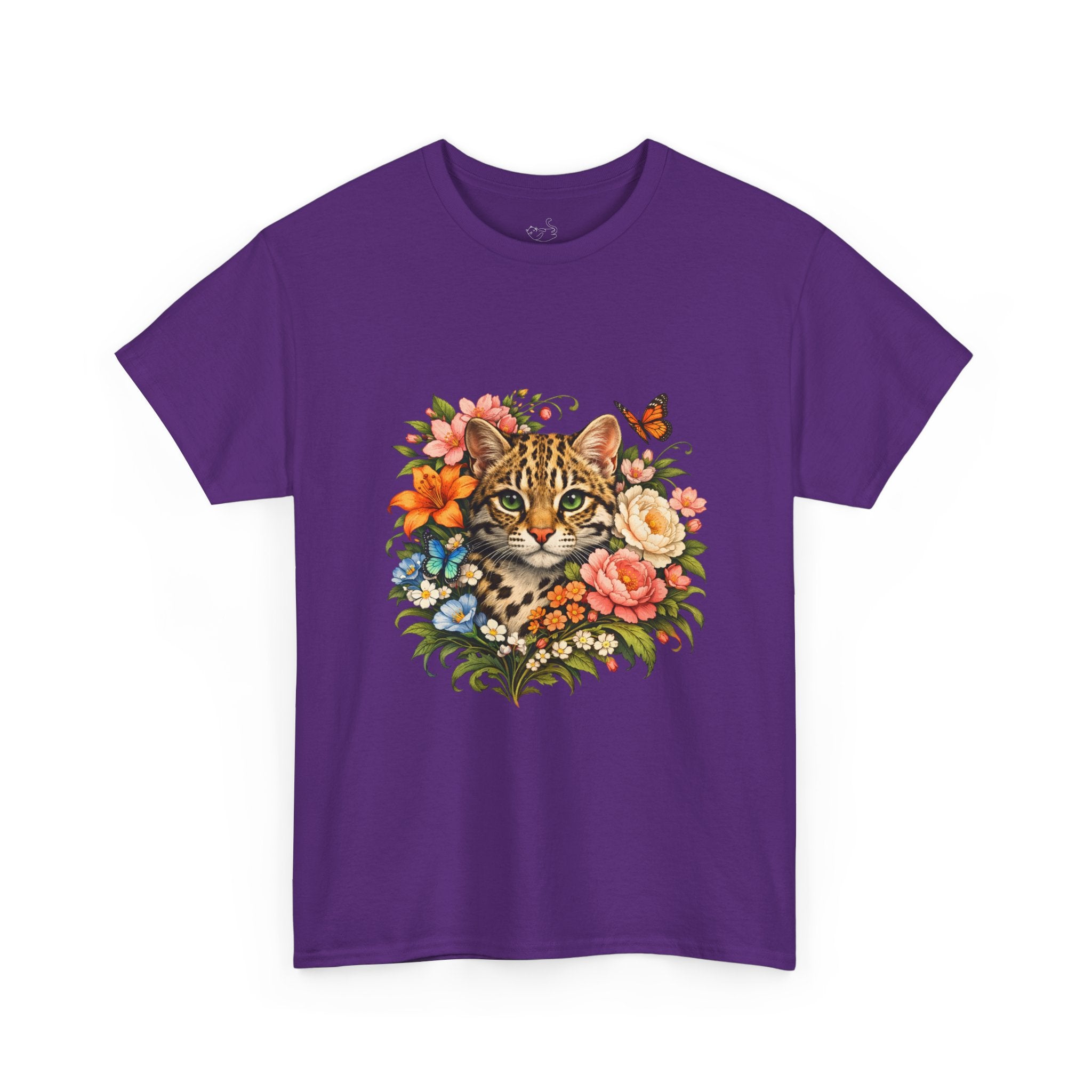 Mini Leopard Floral Cat T-Shirt — Cute Floral Graphic Tee for Cat Lovers