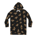 Ocelot Leopard Hoodie Dress — Allover Print Cozy Animal Sweatshirt Dress