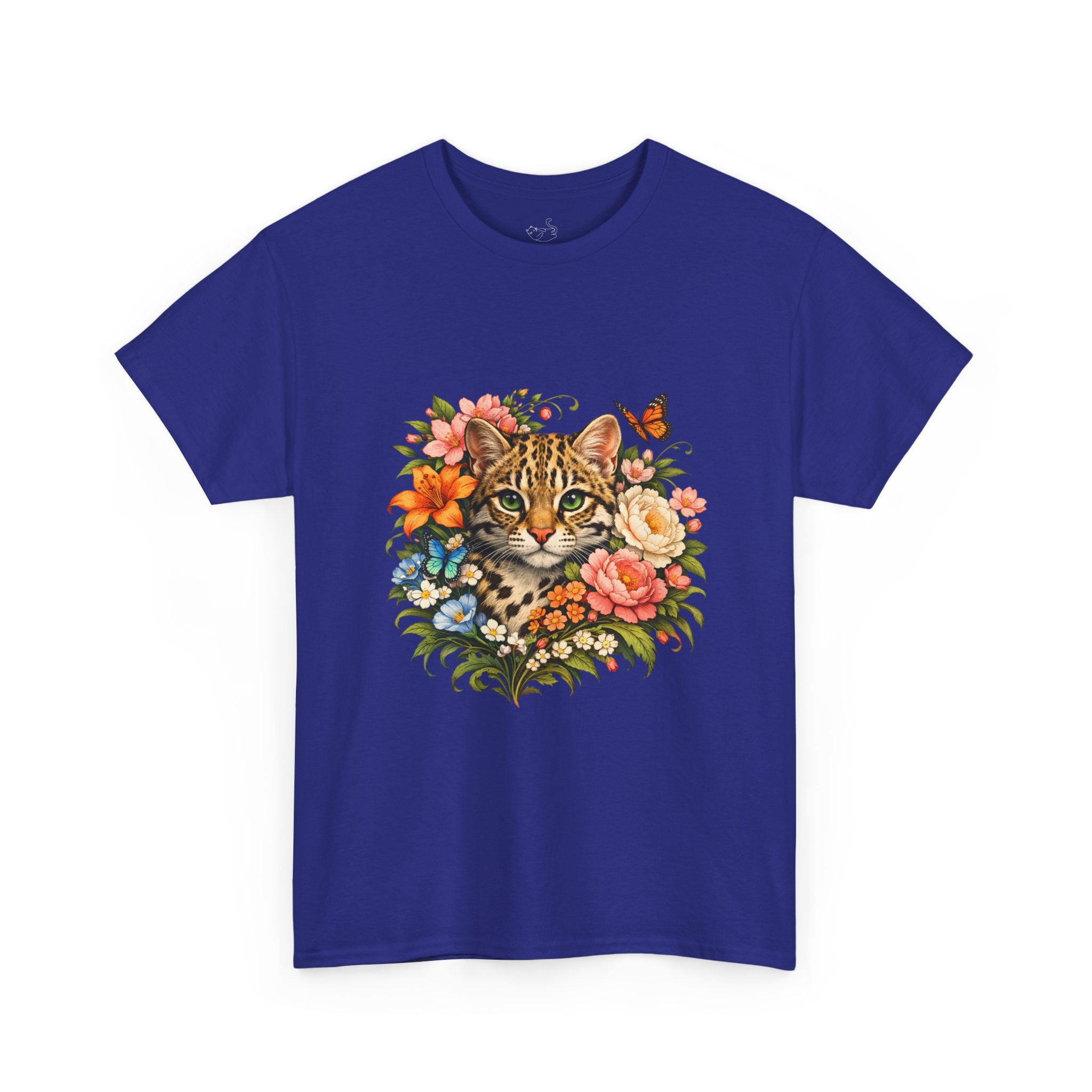 Mini Leopard Floral Cat T-Shirt — Cute Floral Graphic Tee for Cat Lovers