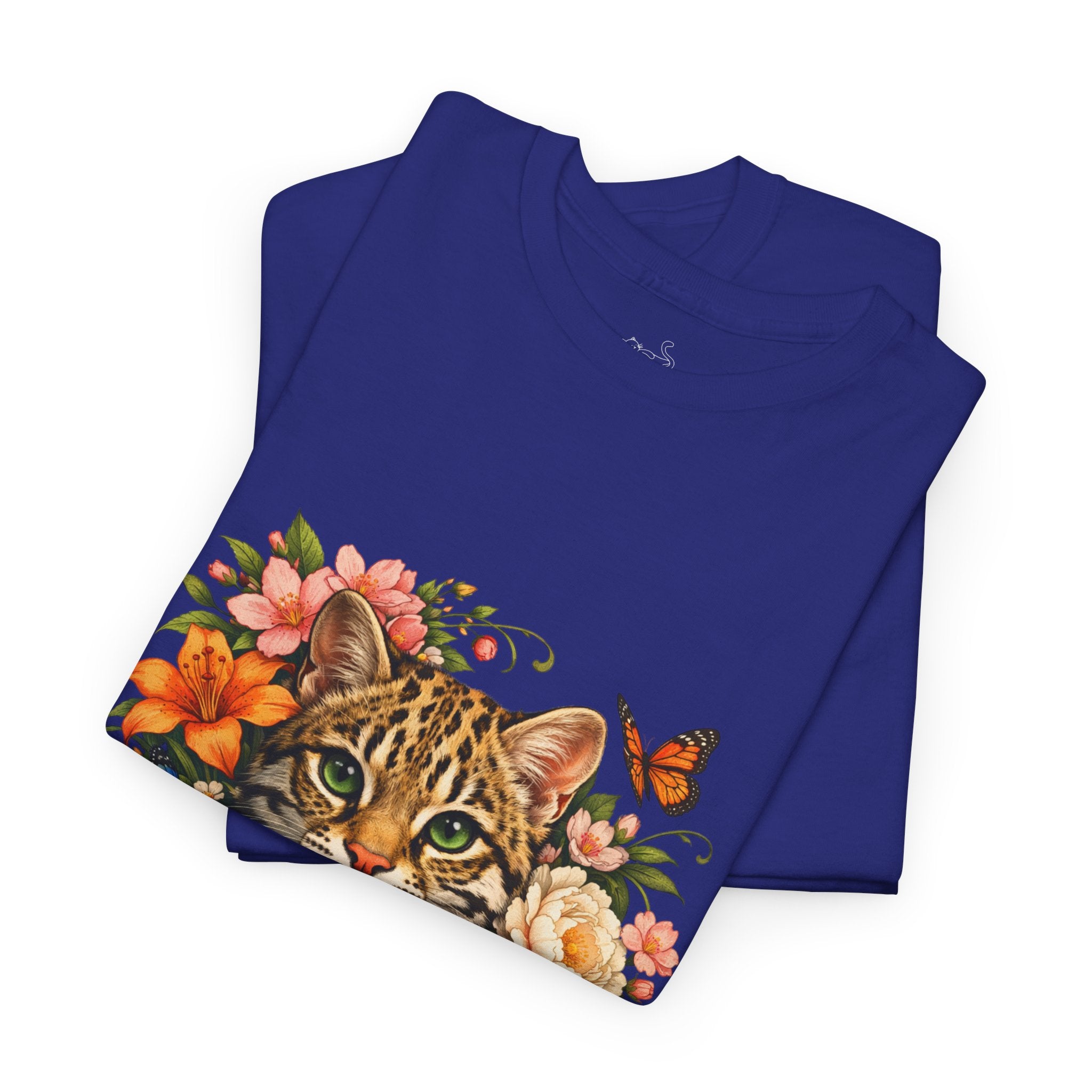 Mini Leopard Floral Cat T-Shirt — Cute Floral Graphic Tee for Cat Lovers