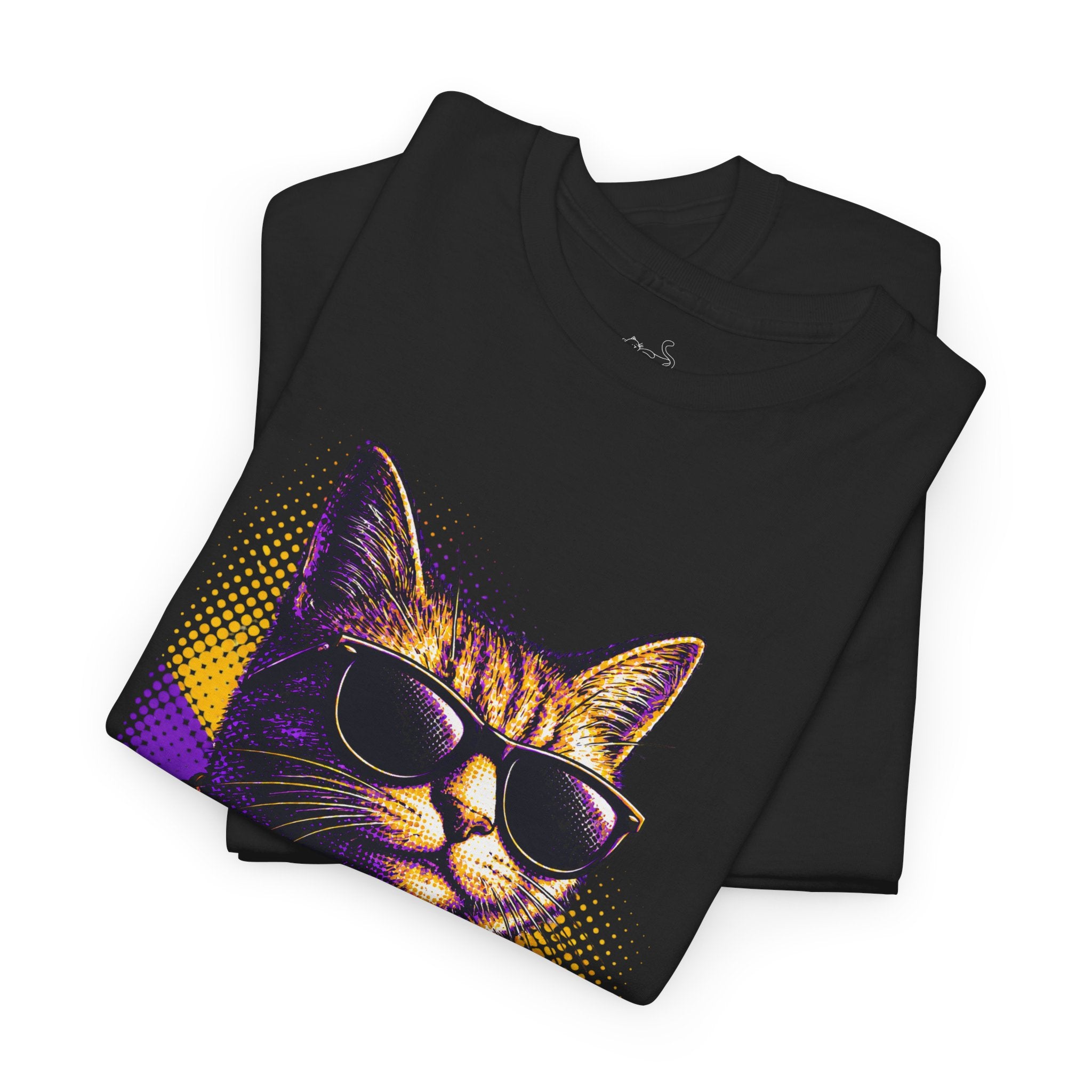 Halftone Pet Cat T-Shirt — Retro Cat Graphic Tee