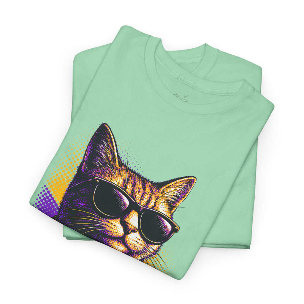 Halftone Pet Cat T-Shirt — Retro Cat Graphic Tee