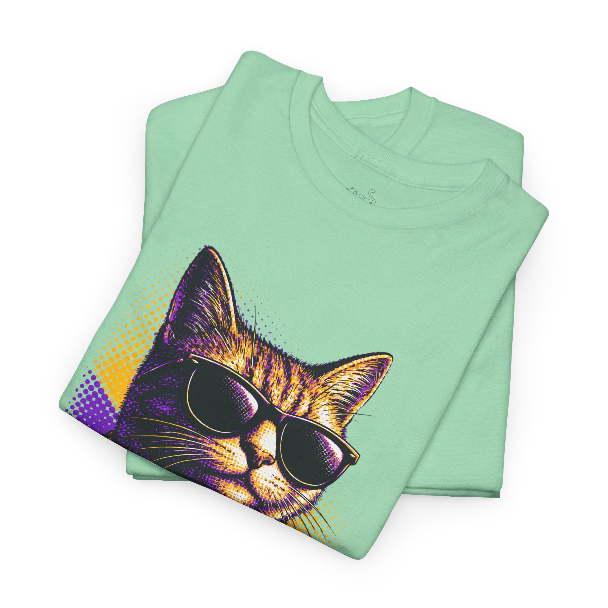 Halftone Pet Cat T-Shirt — Retro Cat Graphic Tee