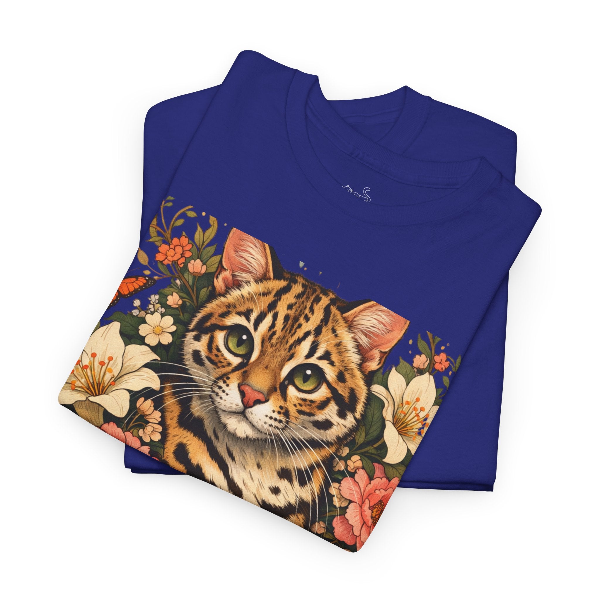 Mini Leopard Floral Cat T-Shirt — Cute Vibrant Graphic Tee for Cat Lovers